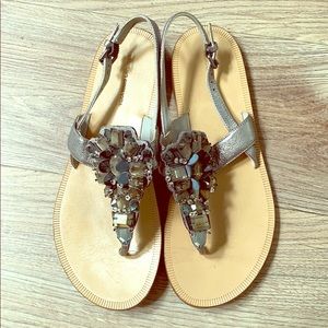 Vera Wang metallic jeweled sandals
